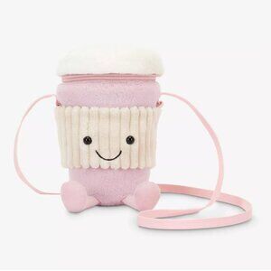 NWT JELLYCAT Amuseable pink coffee-to-go woven bag (limited edition)